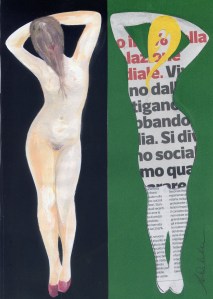 Antonia Calabrese, "Speculum" (MA 8/2013), collage, tempera e acrilico su cartoncino formato A4 - Collezione A.I.M.A del Museo Internazionale Mail Art di Cosenza.